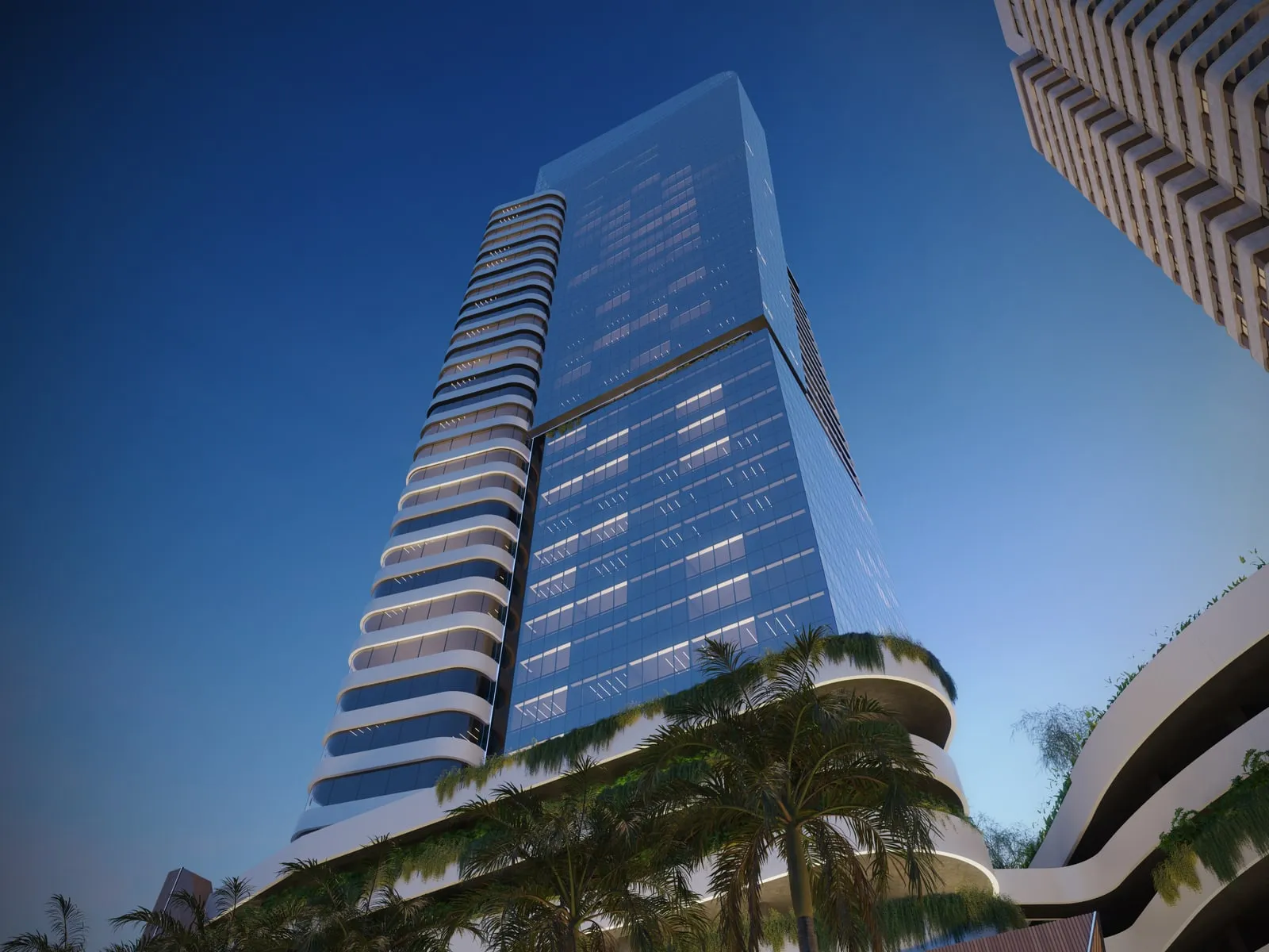 Fachada do empreendimento Santos Corporate, em Betim