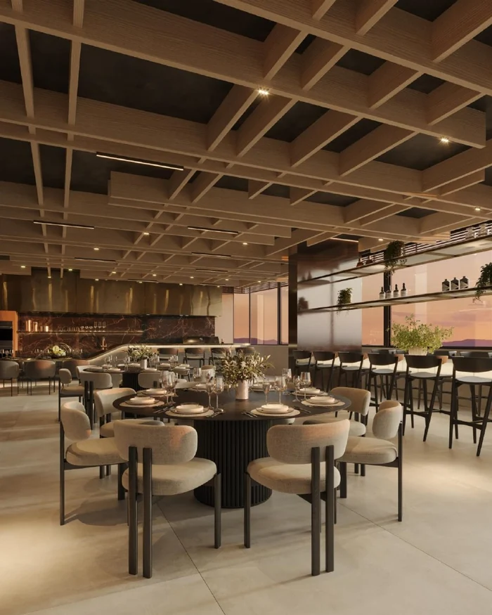 Ilustração do diferencial Gourmet no rooftop no Nexus Residence
